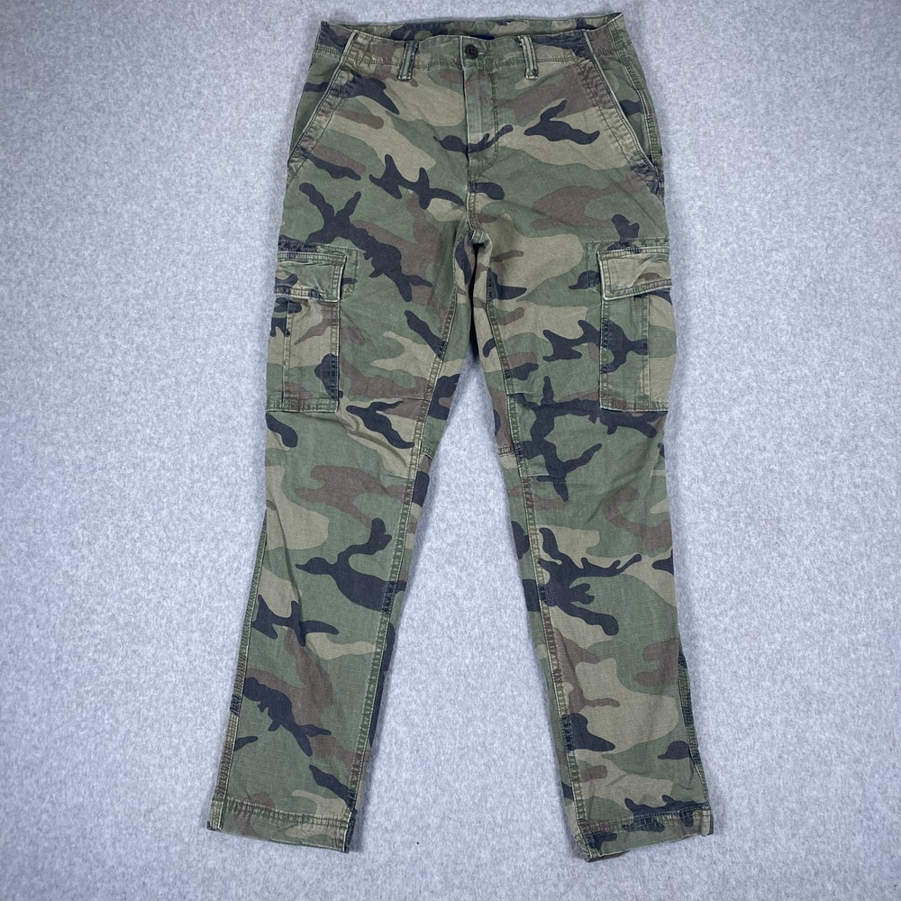 Gap Cargo Pants Mens 29x30 Green Camo Ripstop Straight Leg Outdoor B23-19
